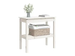 Mesa consola Blanca 80x40x75 cm Madera maciza de pino