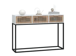 Mesa consola blanca 105x30x75 cm madera contrachapada y hierro