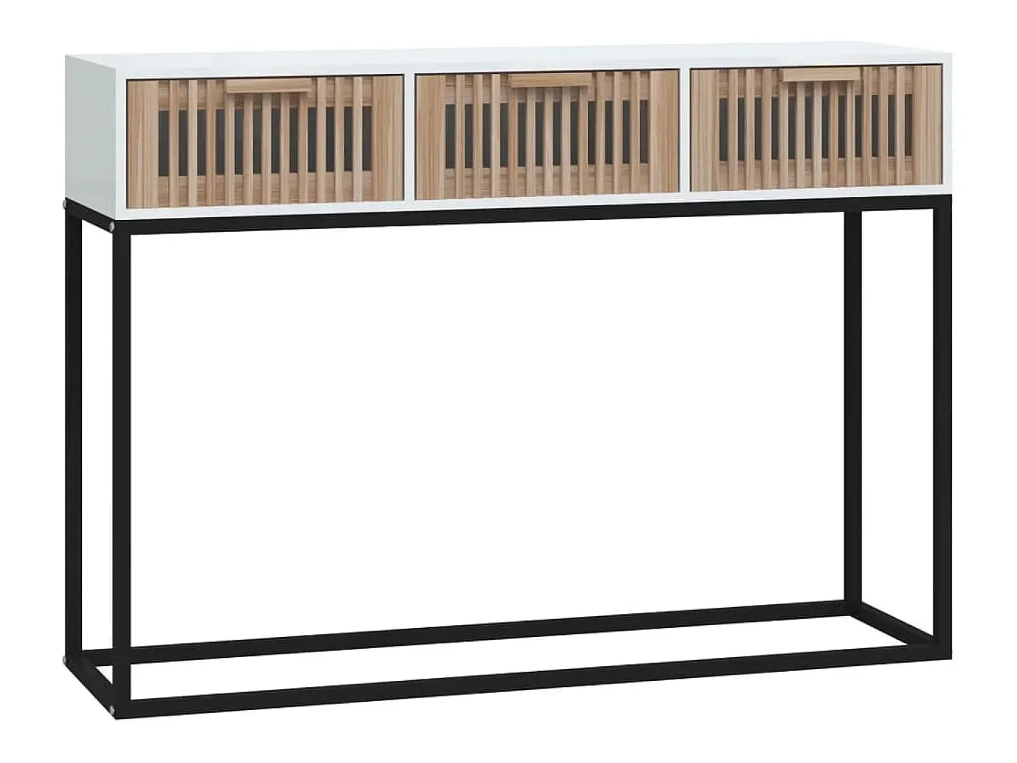 Mesa consola blanca 105x30x75 cm madera contrachapada y hierro