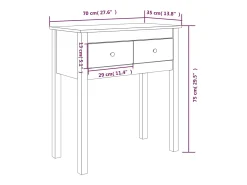 Mesa consola Blanca 70x35x75 cm Madera maciza de pino