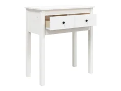 Mesa consola Blanca 70x35x75 cm Madera maciza de pino