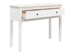 Mesa consola Blanca 100x35x75 cm Madera maciza de pino