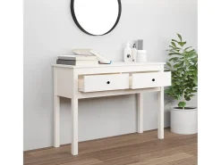 Mesa consola Blanca 100x35x75 cm Madera maciza de pino