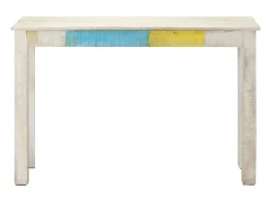 Mesa consola Blanca 115x35x77 cm Madera de mango en bruto