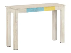 Mesa consola Blanca 115x35x77 cm Madera de mango en bruto