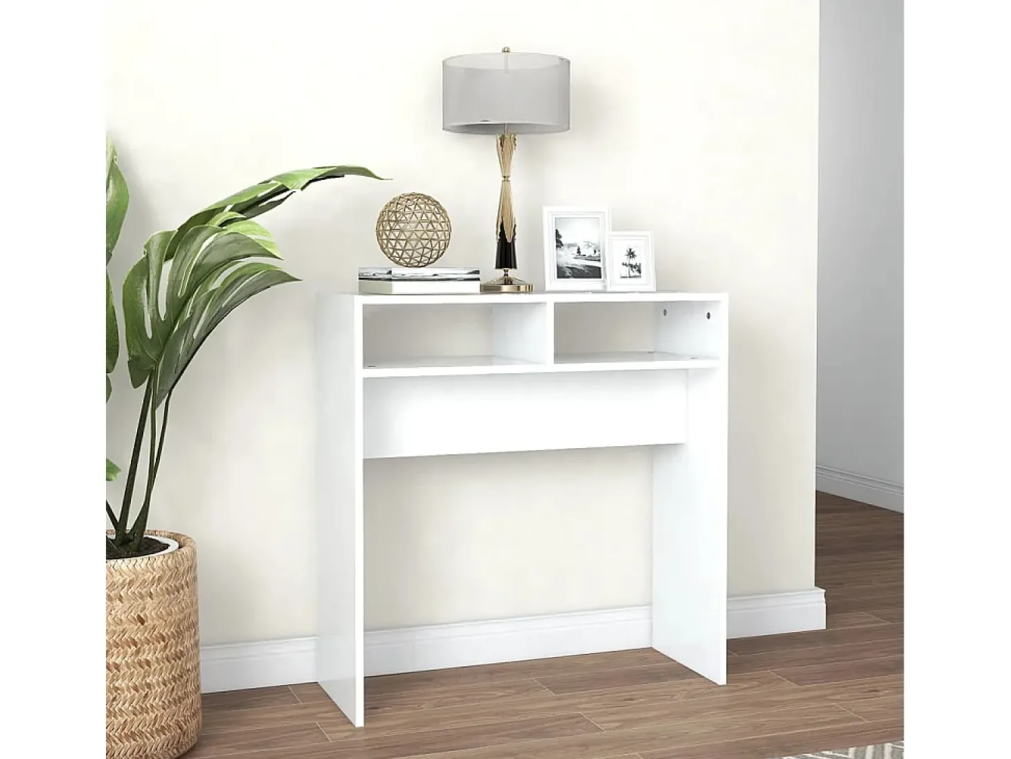Mesa consola blanca 78x30x80 cm madera de ingeniería