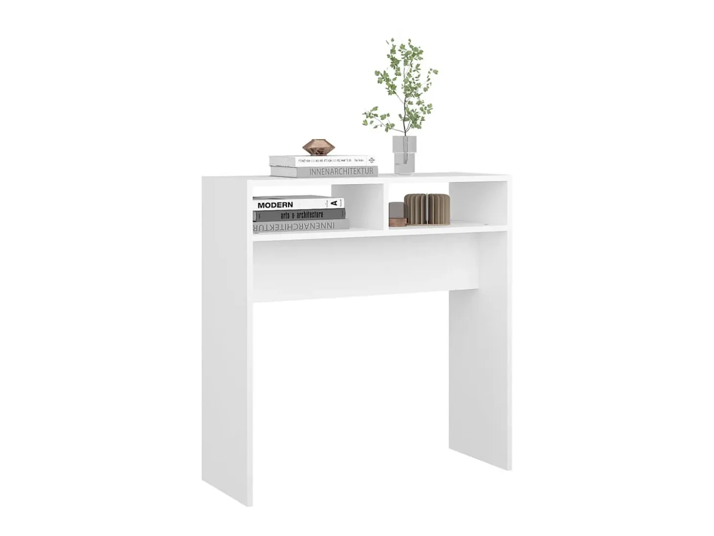 Mesa consola blanca 78x30x80 cm madera de ingeniería
