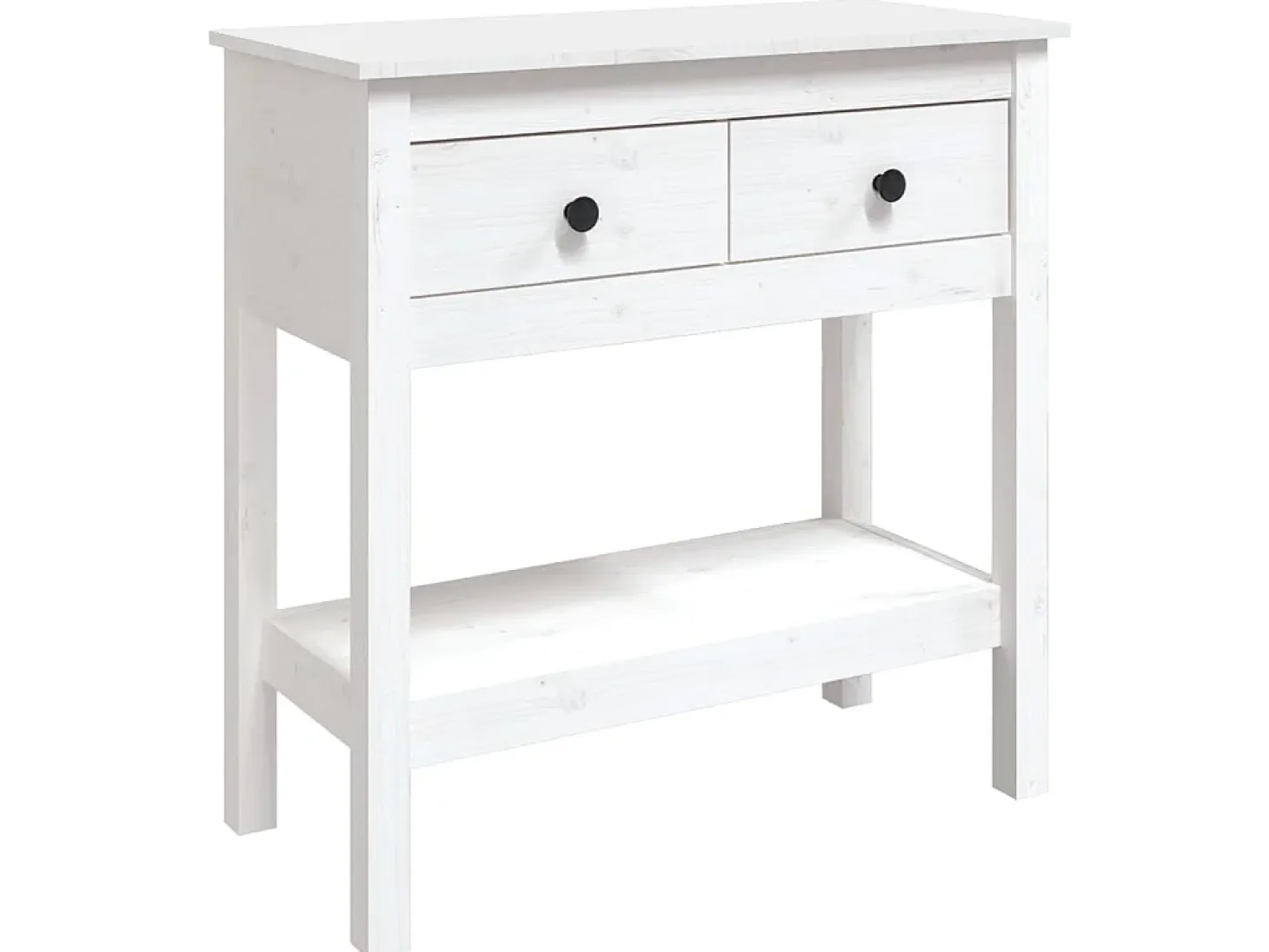 Mesa consola Blanca 75x35x75 cm Madera maciza de pino