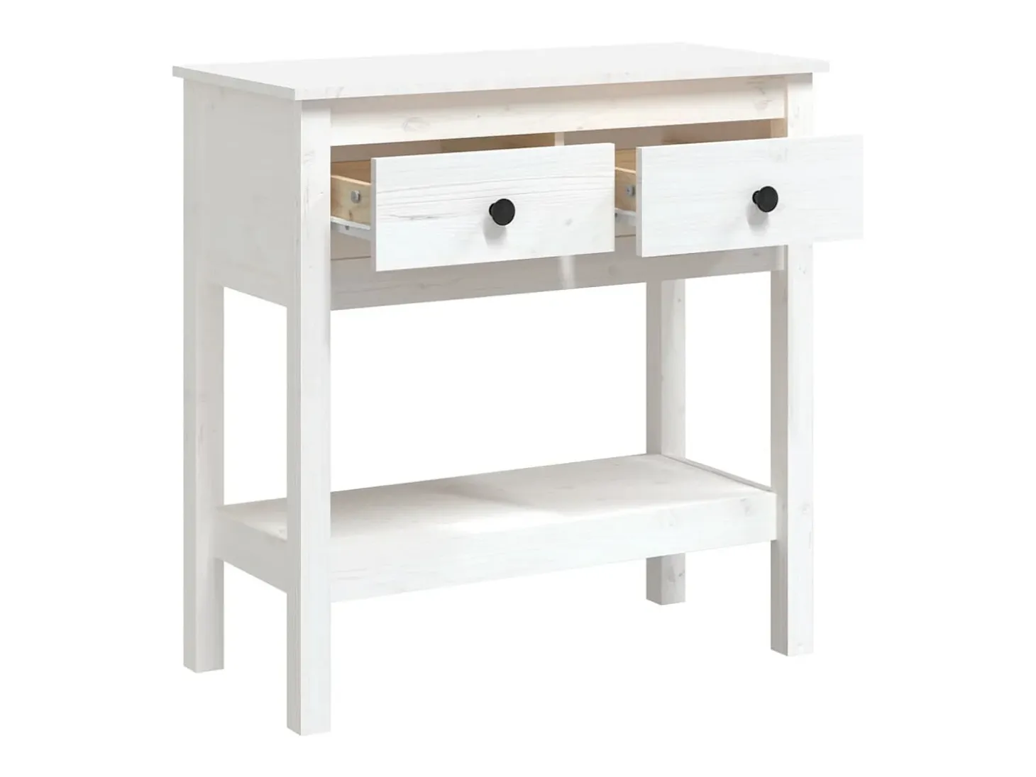Mesa consola Blanca 75x35x75 cm Madera maciza de pino