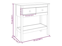 Mesa consola Blanca 75x35x75 cm Madera maciza de pino