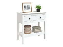 Mesa consola Blanca 75x35x75 cm Madera maciza de pino