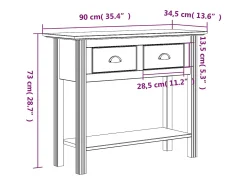Mesa consola BODO madera maciza de pino marrón 90x34,5x73 cm