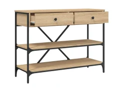 Mesa consola cajones estantes madera de ingeniería roble Sonoma ES566439