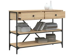 Mesa consola cajones estantes madera de ingeniería roble Sonoma ES566439