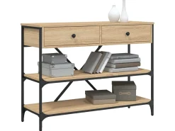 Mesa consola cajones estantes madera de ingeniería roble Sonoma ES566439