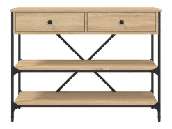 Mesa consola cajones estantes madera de ingeniería roble Sonoma