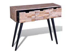 Mesa consola con 3 cajones de madera de teca reciclada
