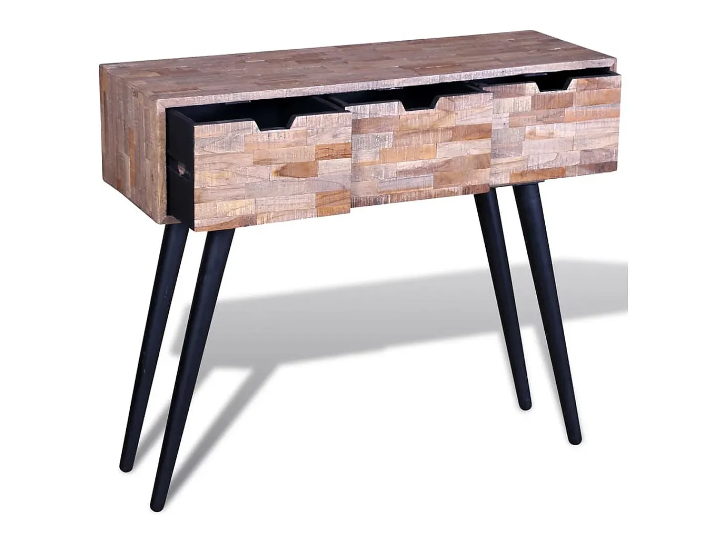 Mesa consola con 3 cajones de madera de teca reciclada