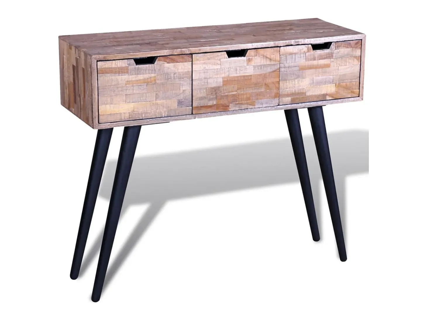 Mesa consola con 3 cajones de madera de teca reciclada