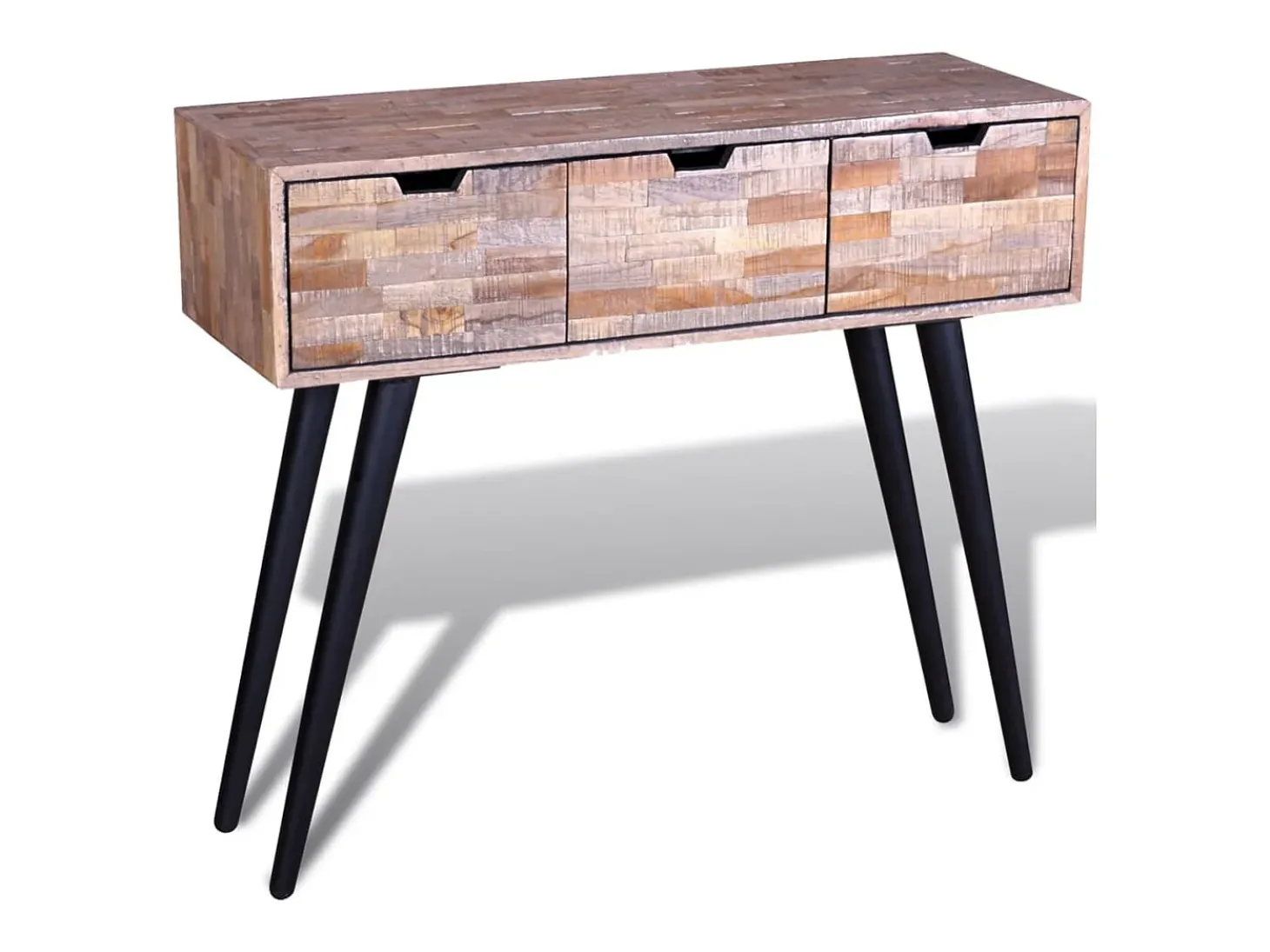 Mesa consola con 3 cajones de madera de teca reciclada