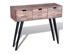 Mesa consola con 3 cajones de madera de teca reciclada