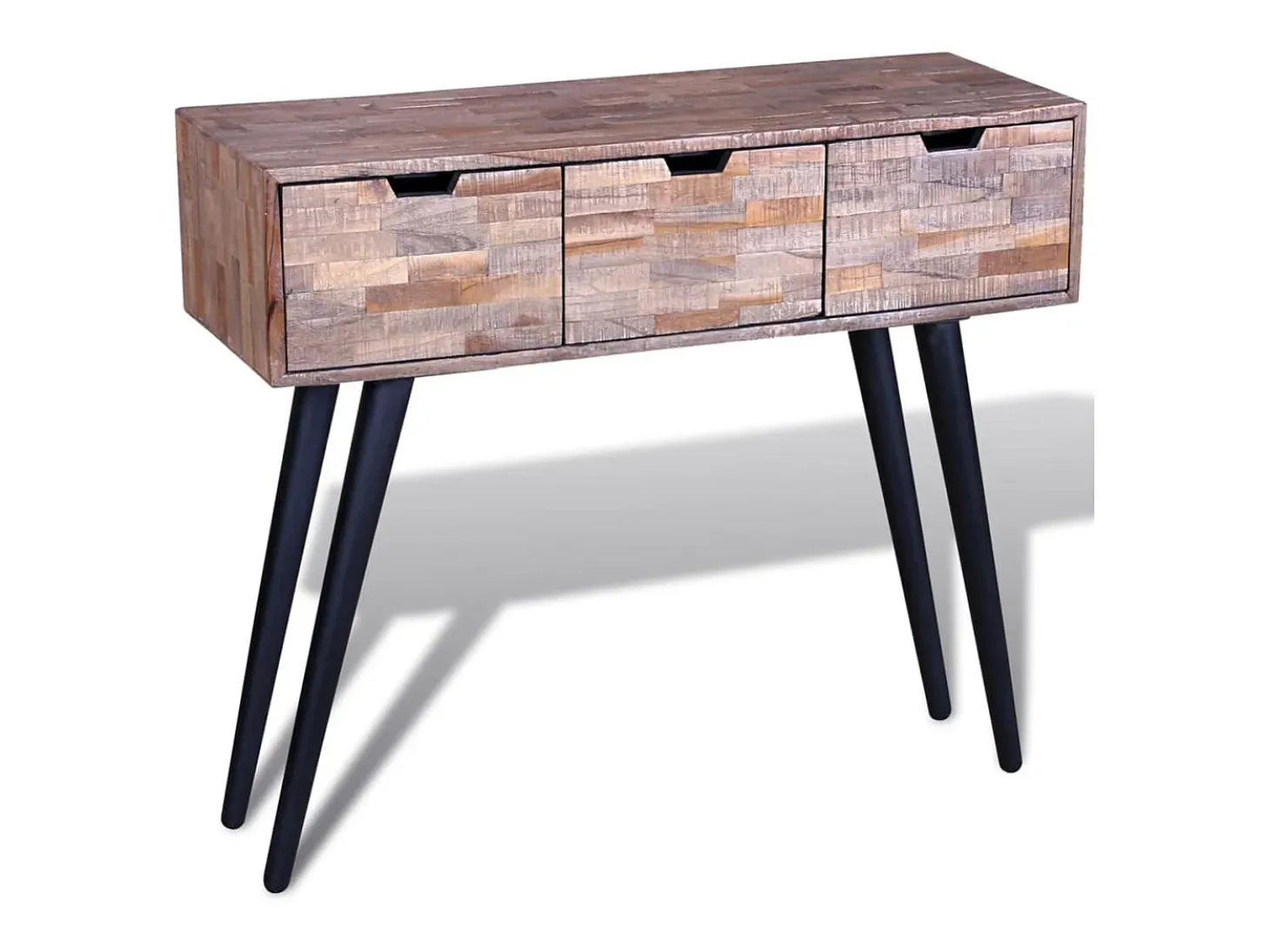 Mesa consola con 3 cajones de madera de teca reciclada