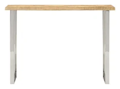 Mesa consola con borde natural madera mango maciza 105x33x76 cm