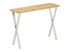 Mesa consola con borde natural madera mango maciza 105x33x76 cm