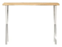 Mesa consola con borde natural madera mango maciza 105x33x76 cm