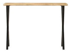 Mesa consola con borde natural madera maciza mango 105x33x76 cm ES997976