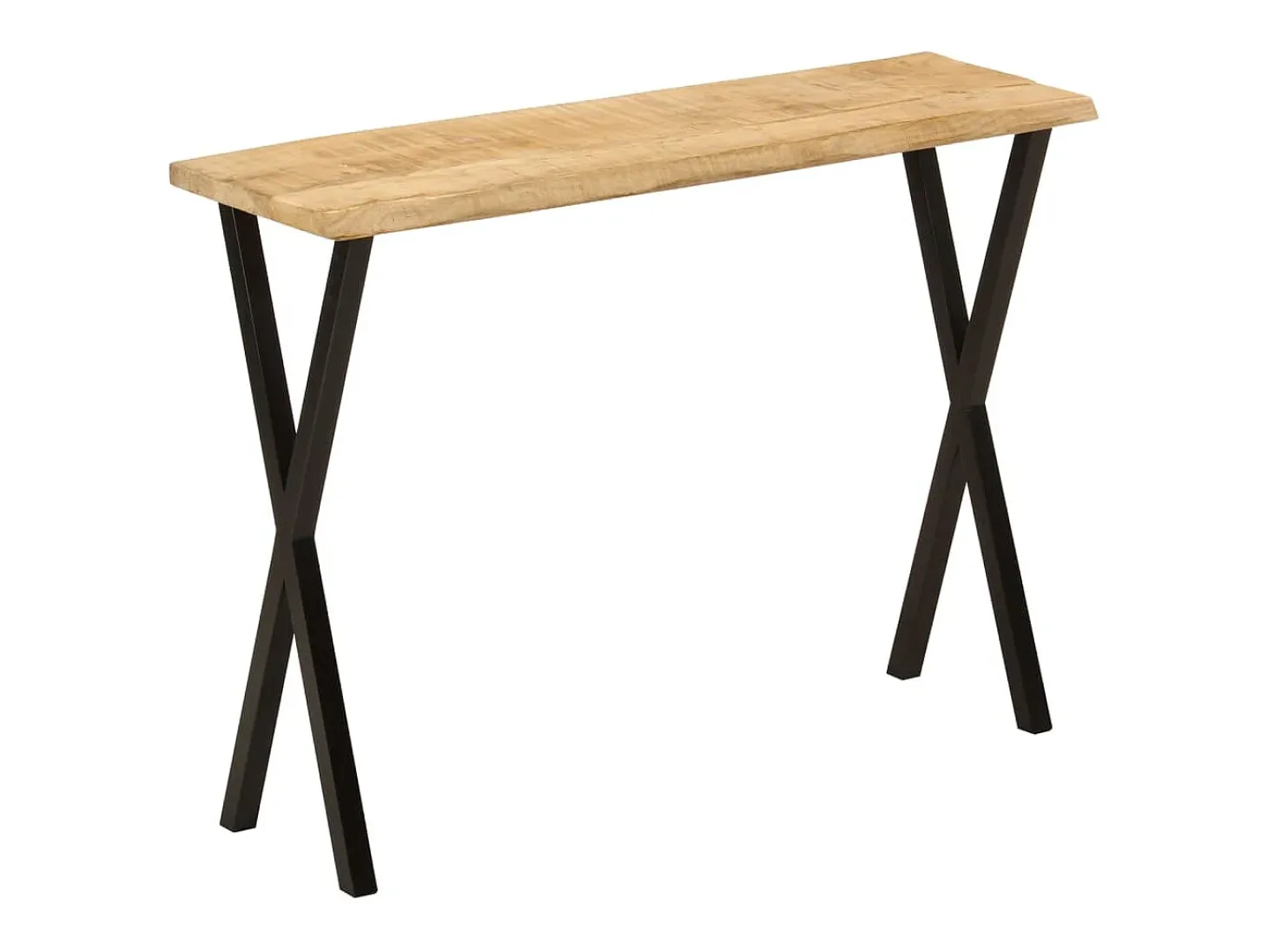 Mesa consola con borde natural madera maciza mango 105x33x76 cm ES997976