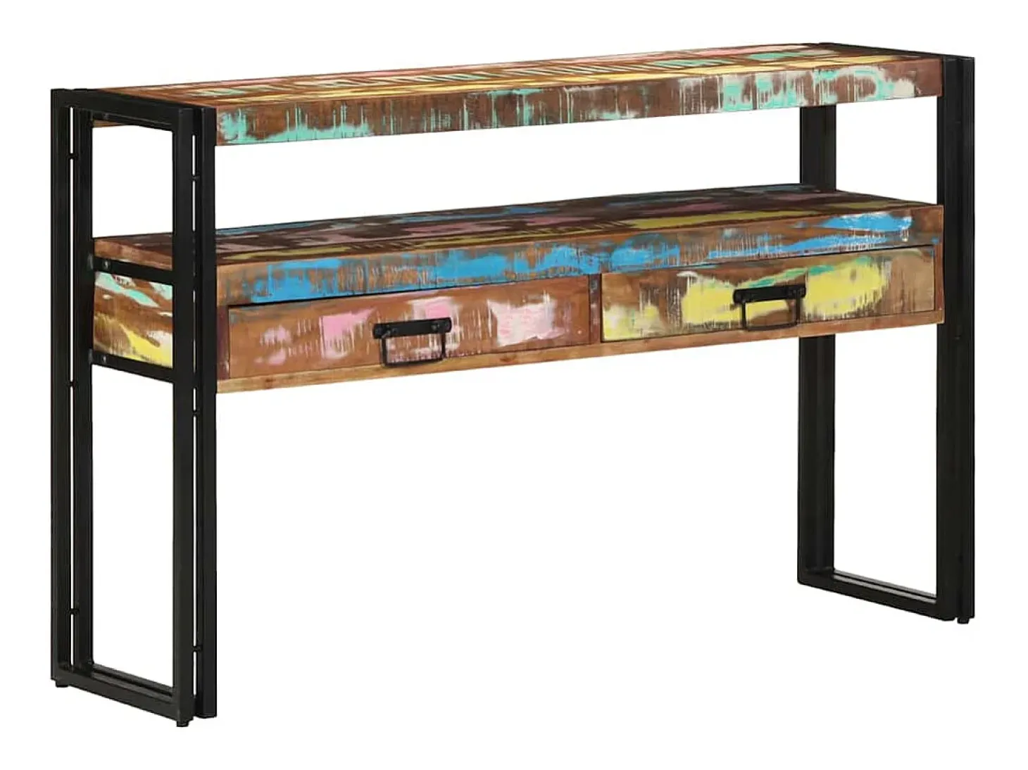 Mesa Consola con cajón 120 x 33 x 75 cm madera maciza reciclada