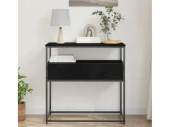 Mesa Consola con cajón con estante Roble negro 75 x 40 x 75 cm