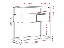 Mesa Consola con cajón Roble artisan 75 x 40 x 75 cm