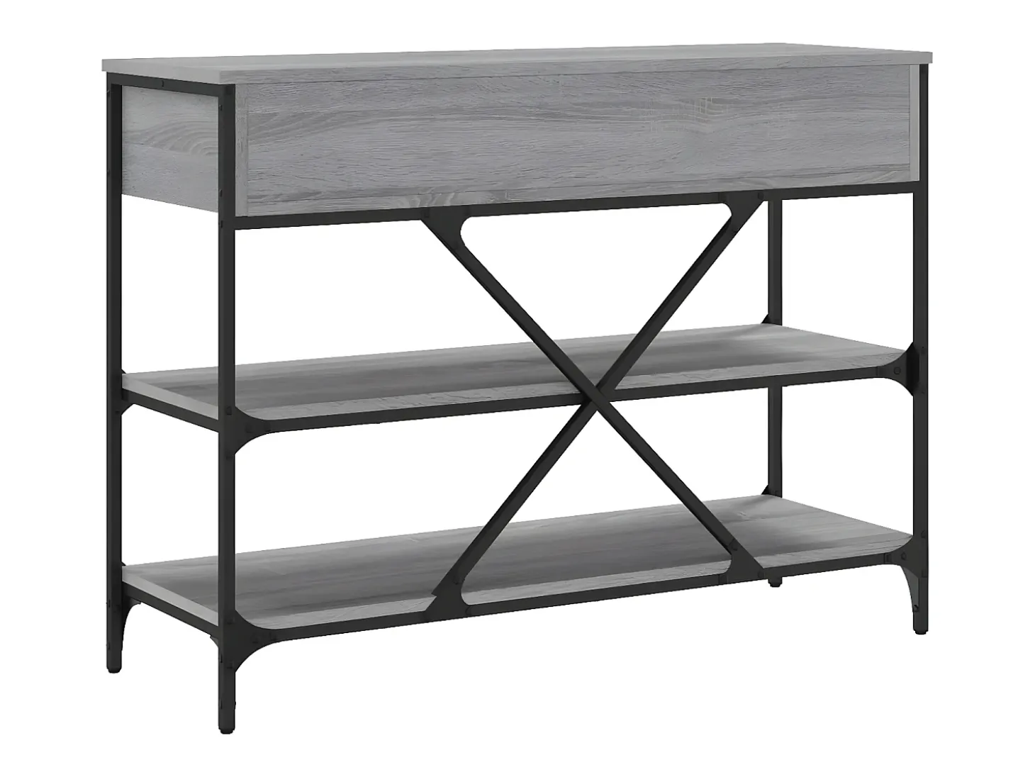 Mesa consola con cajones estantes madera ingeniería Sonoma gris