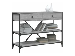Mesa consola con cajones estantes madera ingeniería Sonoma gris
