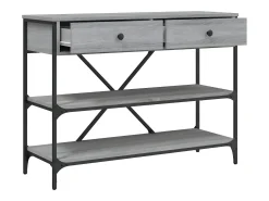 Mesa consola con cajones estantes madera ingeniería Sonoma gris