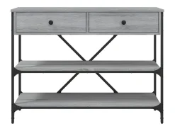 Mesa consola con cajones estantes madera ingeniería Sonoma gris