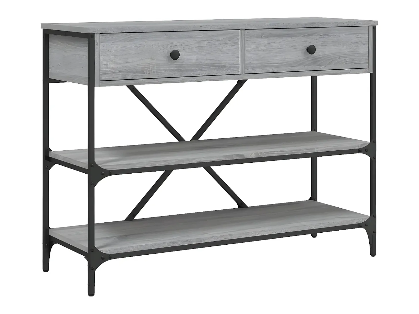 Mesa consola con cajones estantes madera ingeniería Sonoma gris