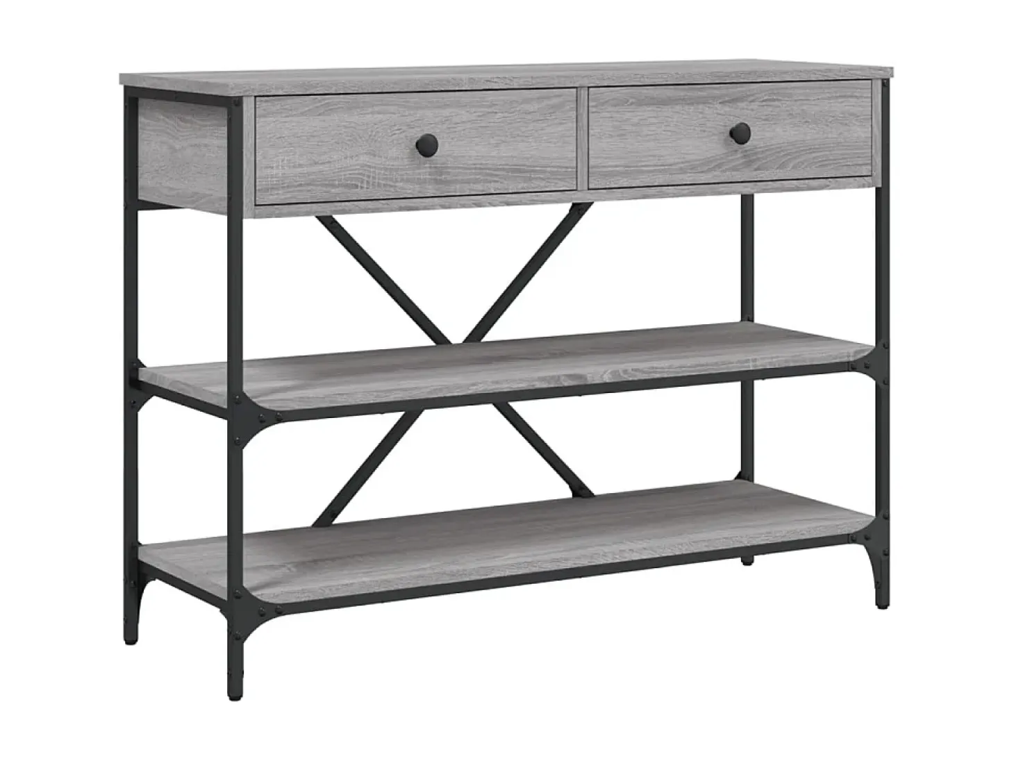 Mesa consola con cajones estantes madera ingeniería Sonoma gris ES359797