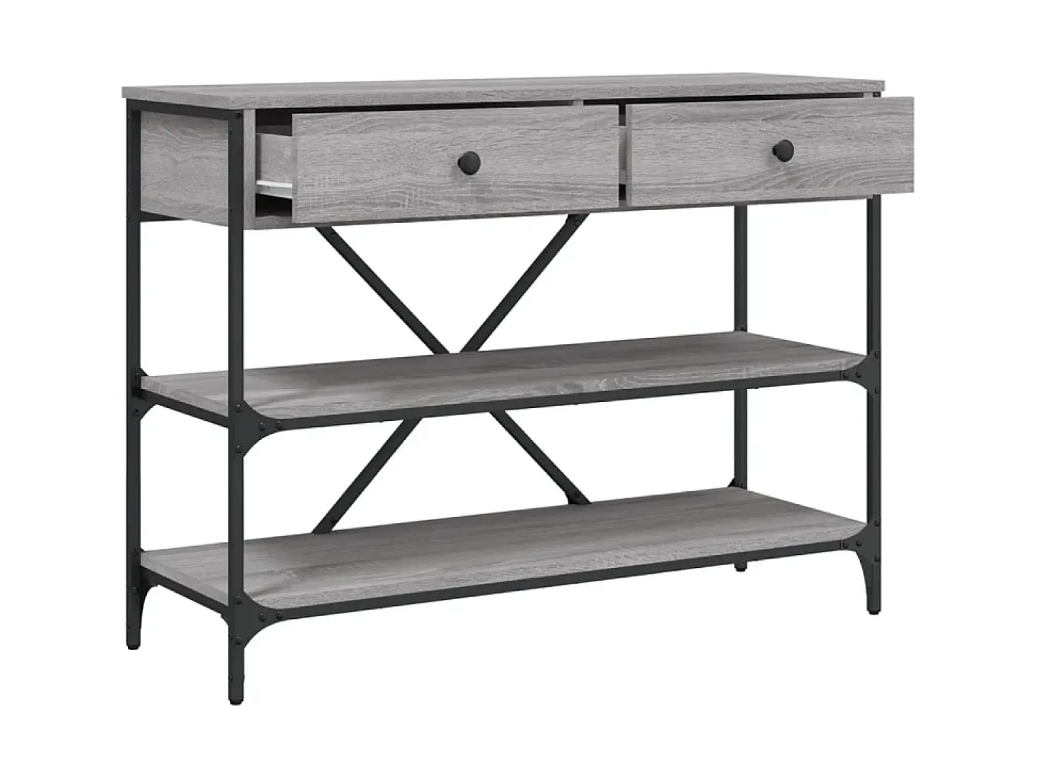 Mesa consola con cajones estantes madera ingeniería Sonoma gris ES359797