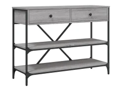 Mesa consola con cajones y estantes en madera de ingeniería gris