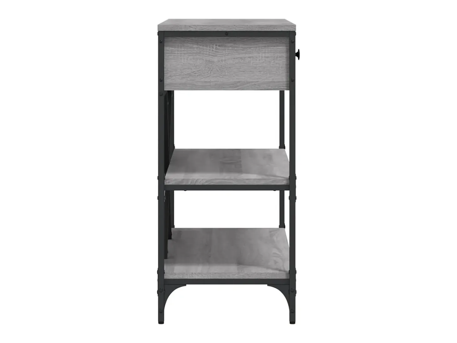 Mesa consola con cajones y estantes en madera de ingeniería gris