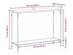 Mesa Consola con estante Roble artisan 101 x 30.5 x 75 cm