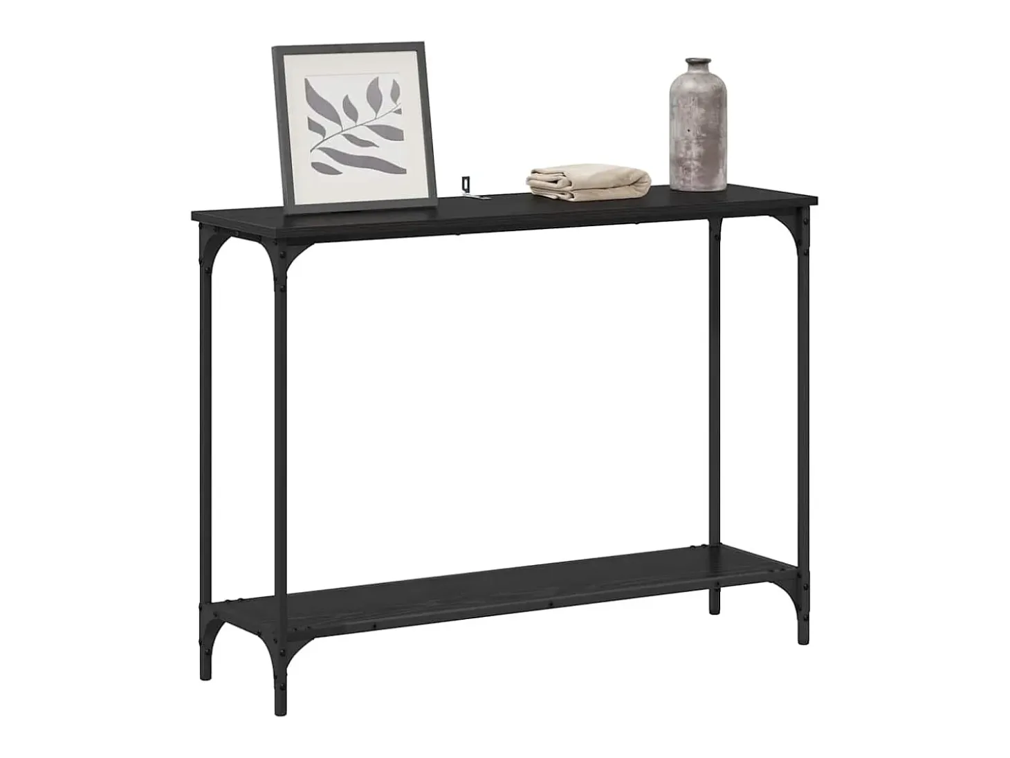 Mesa Consola con estante Roble negro 101 x 30.5 x 75 cm