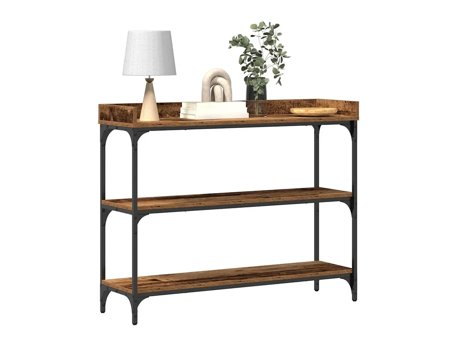 Mesa Consola con estante Madera vieja 100 x 30 x 80 cm
