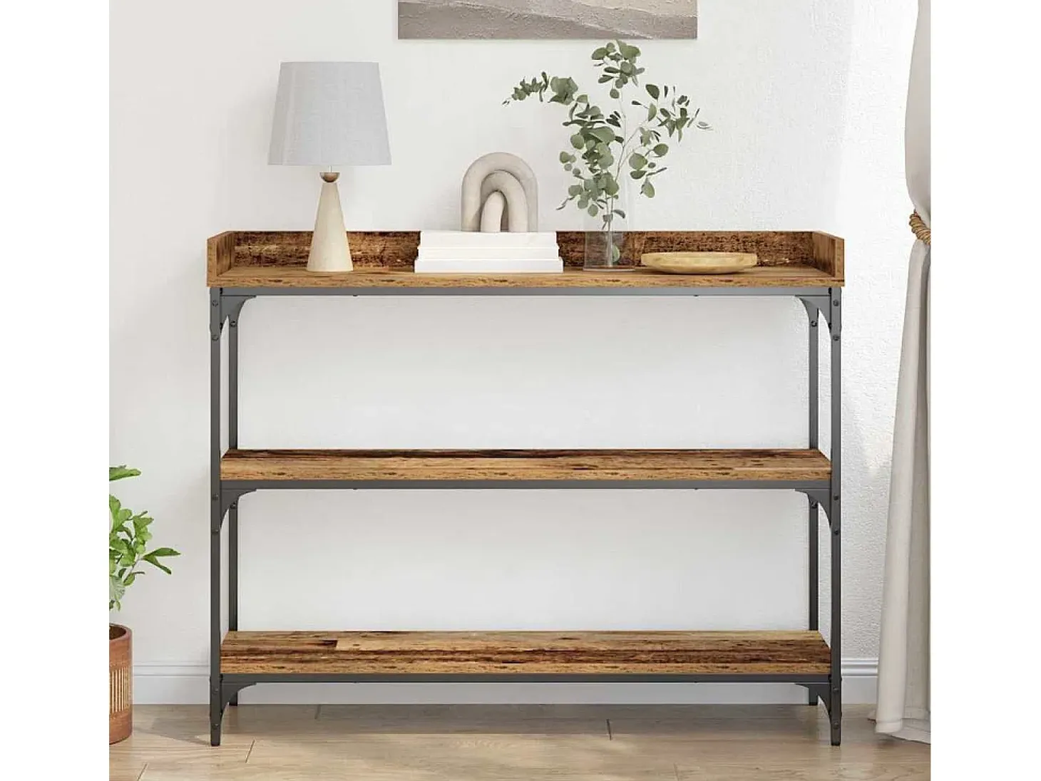 Mesa Consola con estante Madera vieja 100 x 30 x 80 cm