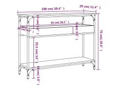 Mesa consola con estante Sonoma gris 100x29x75 cm