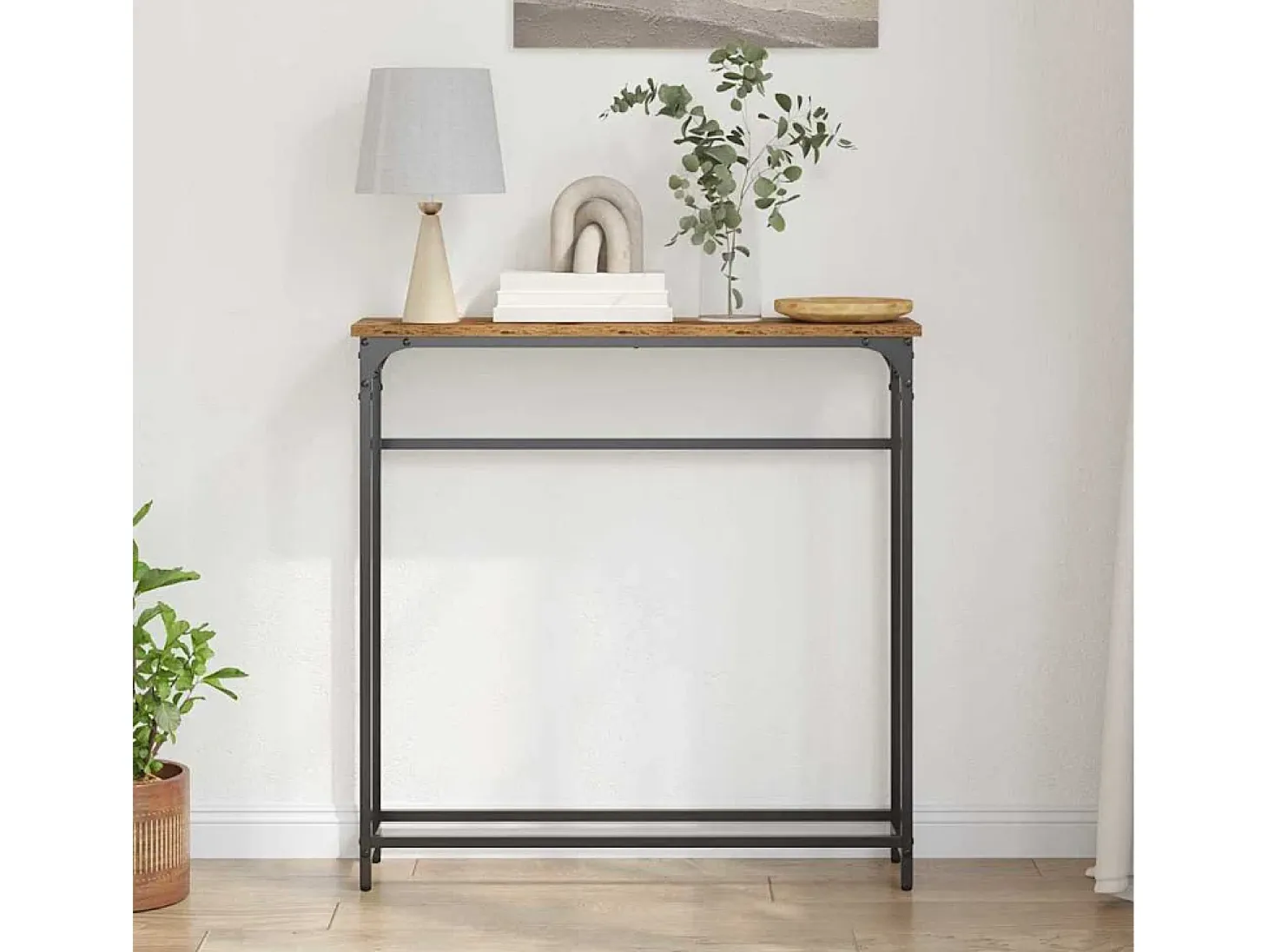 Mesa Consola con estante Madera Vieja 75 x 19.5 x 75 cm