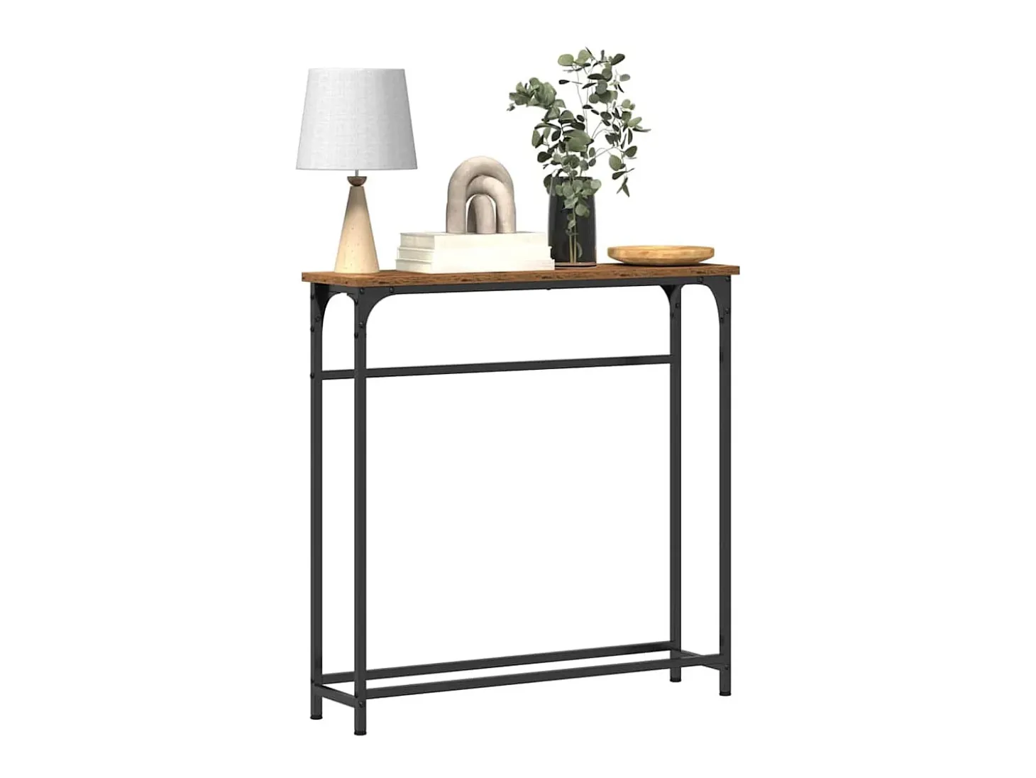 Mesa Consola con estante Madera Vieja 75 x 19.5 x 75 cm